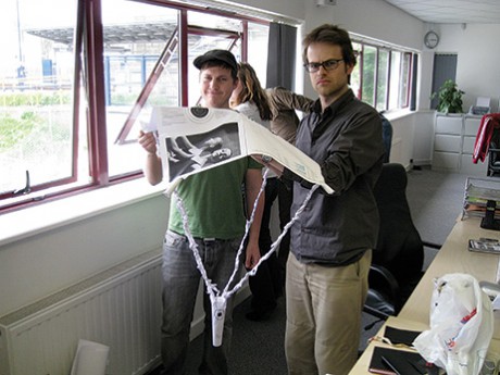Team Chris Davies and Ocky Murray prepare to drop their egg