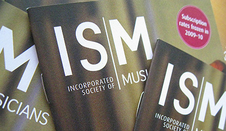 Cropped image of three overlapping brochure covers, featuring the ISM logo.