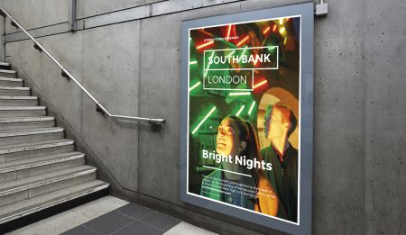 Blank billboard located in underground hall, London, United Kingdom, uk