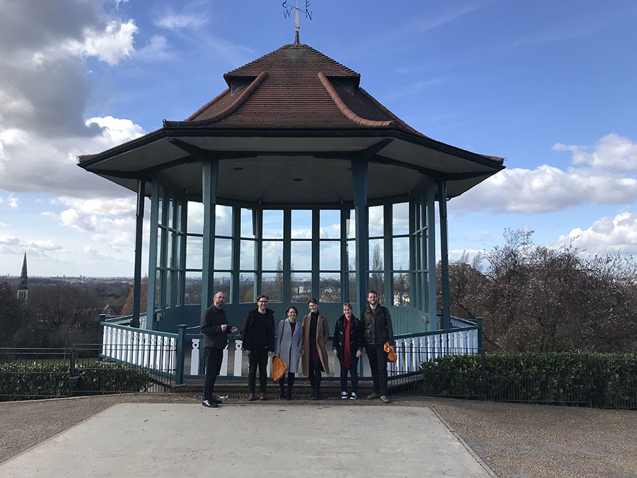 Some of the Cog team by the iconic bandstand.