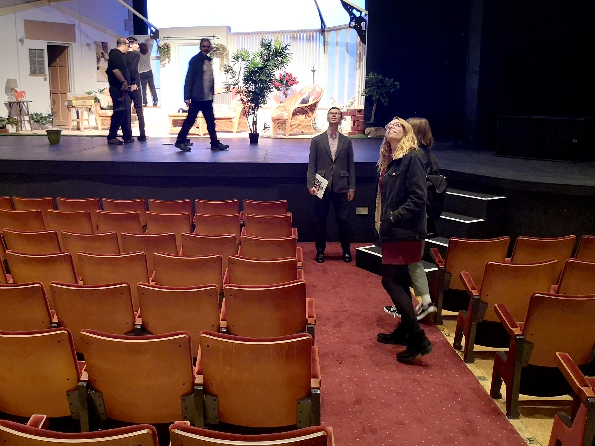 Jen and Anna on a tour with Communications Manager Ray Clenshaw, in the impeccably restored main theatre space.