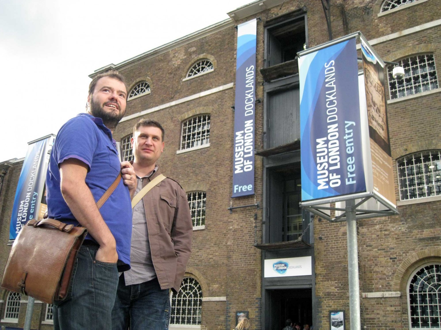 Mike and Simon outside Museum of London Docklands