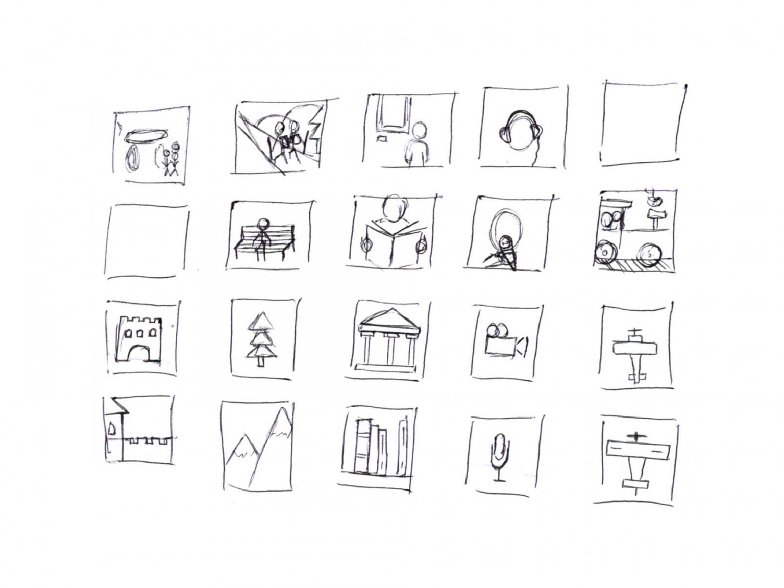 Initial sketches for icons