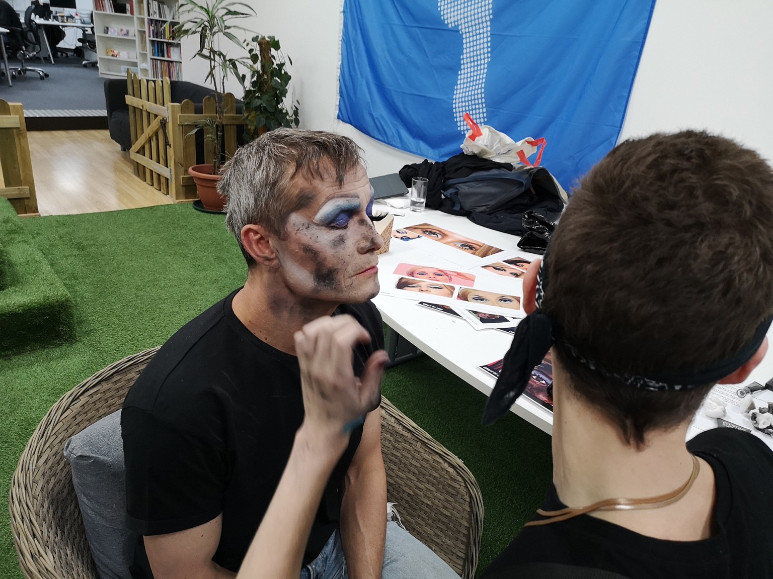 Jack applying Bill's drag makeup