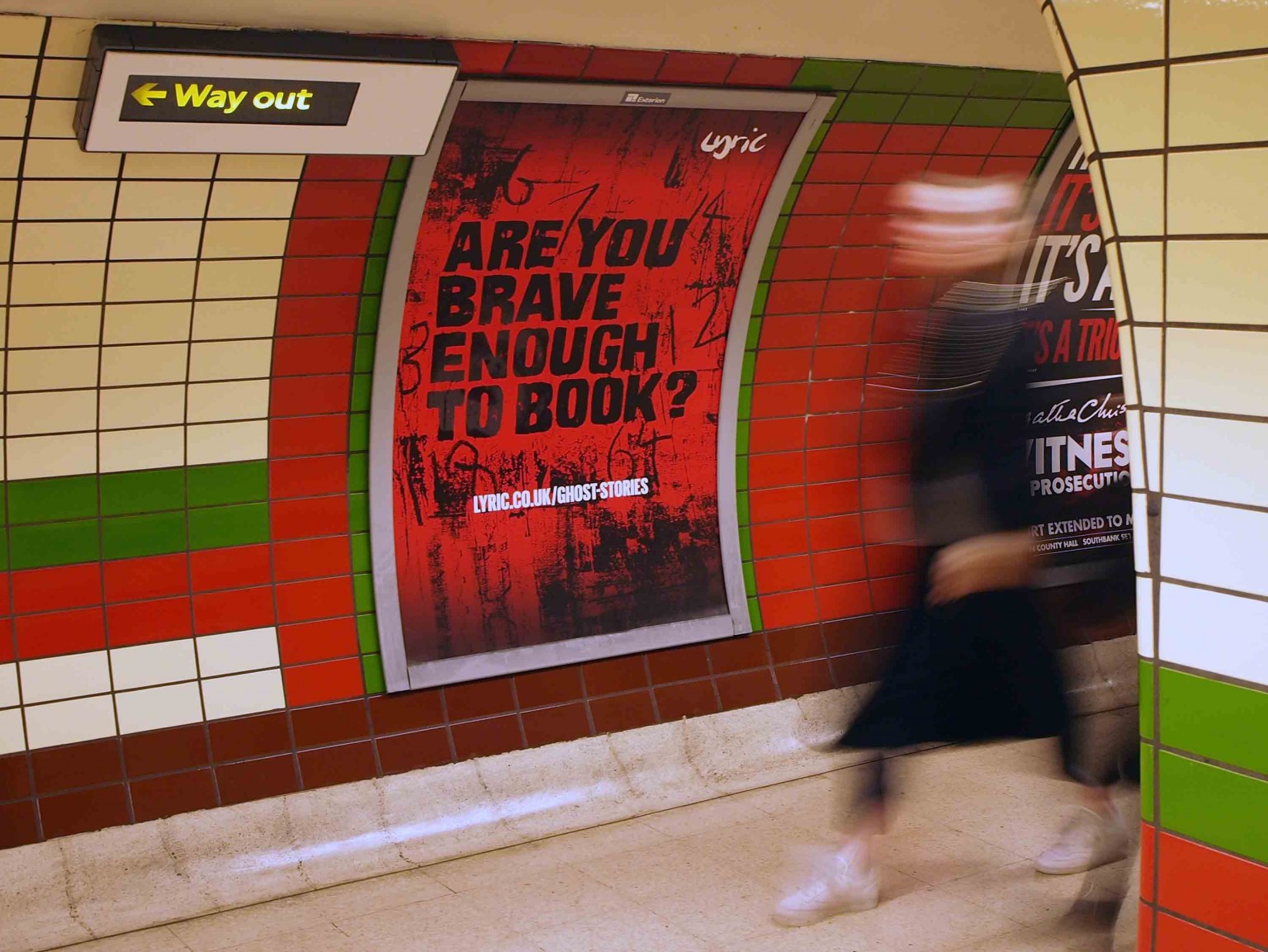 Our tube poster campaign. complete with ghostly pedestrian