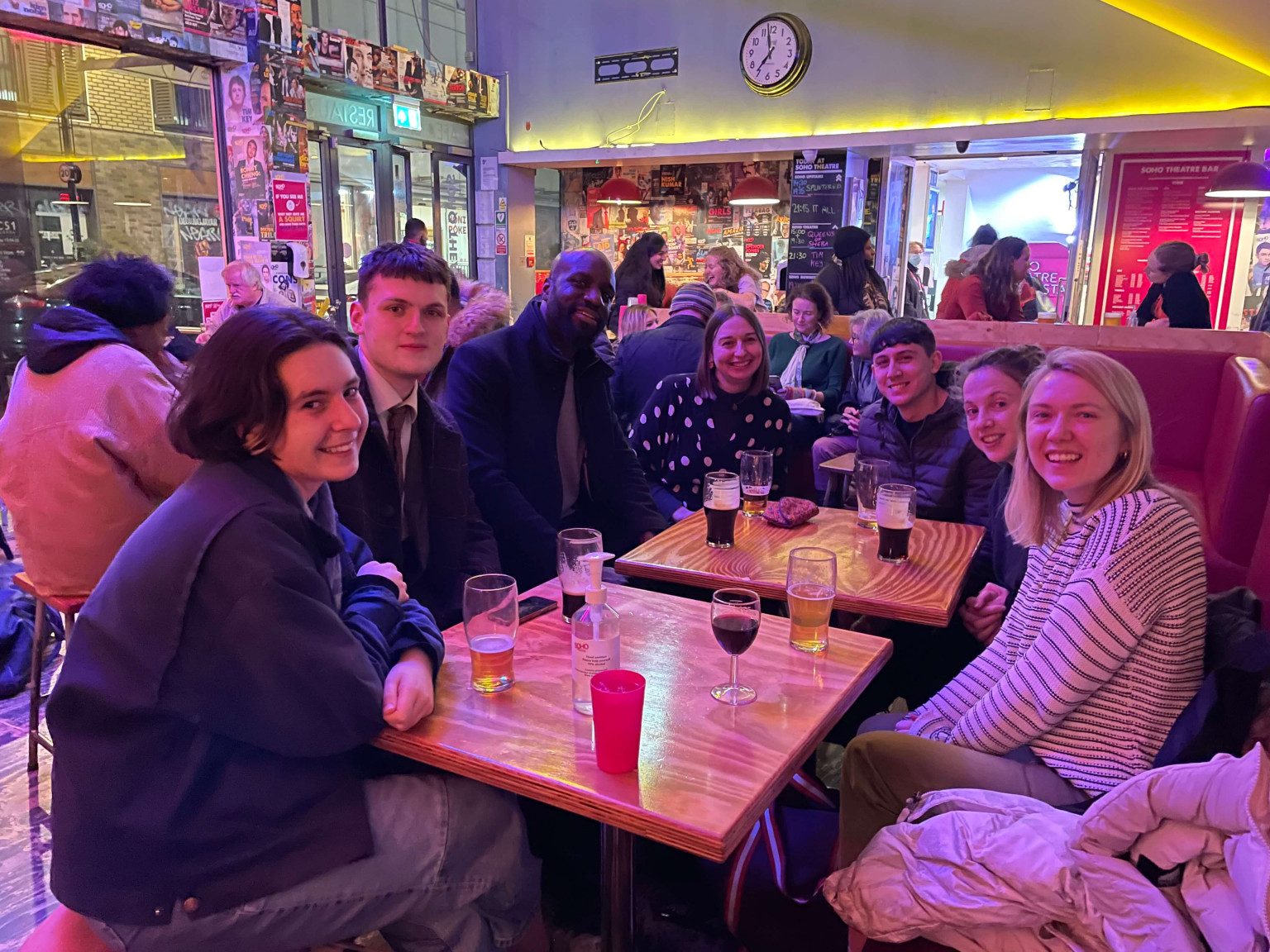 The Cog team enjoying a pre-show drink in the Soho Theatre bar