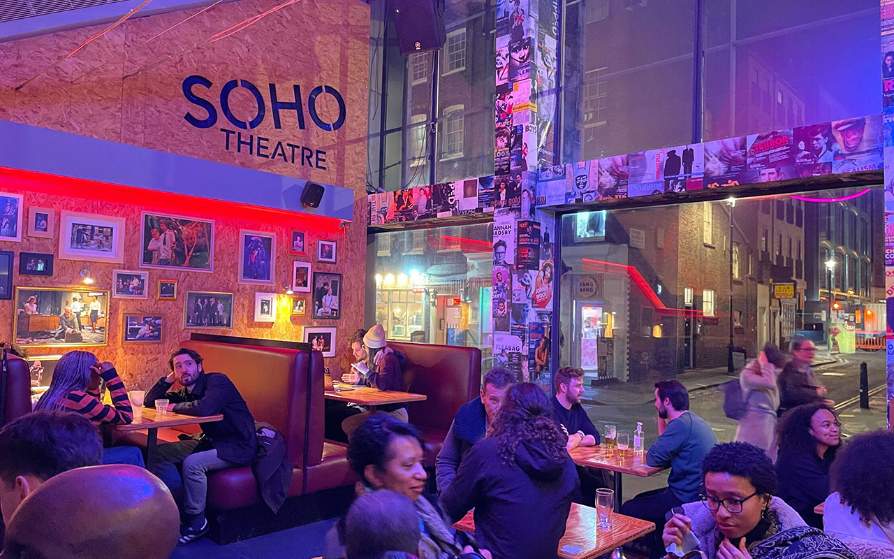 A busy looking Soho Theatre bar before the show