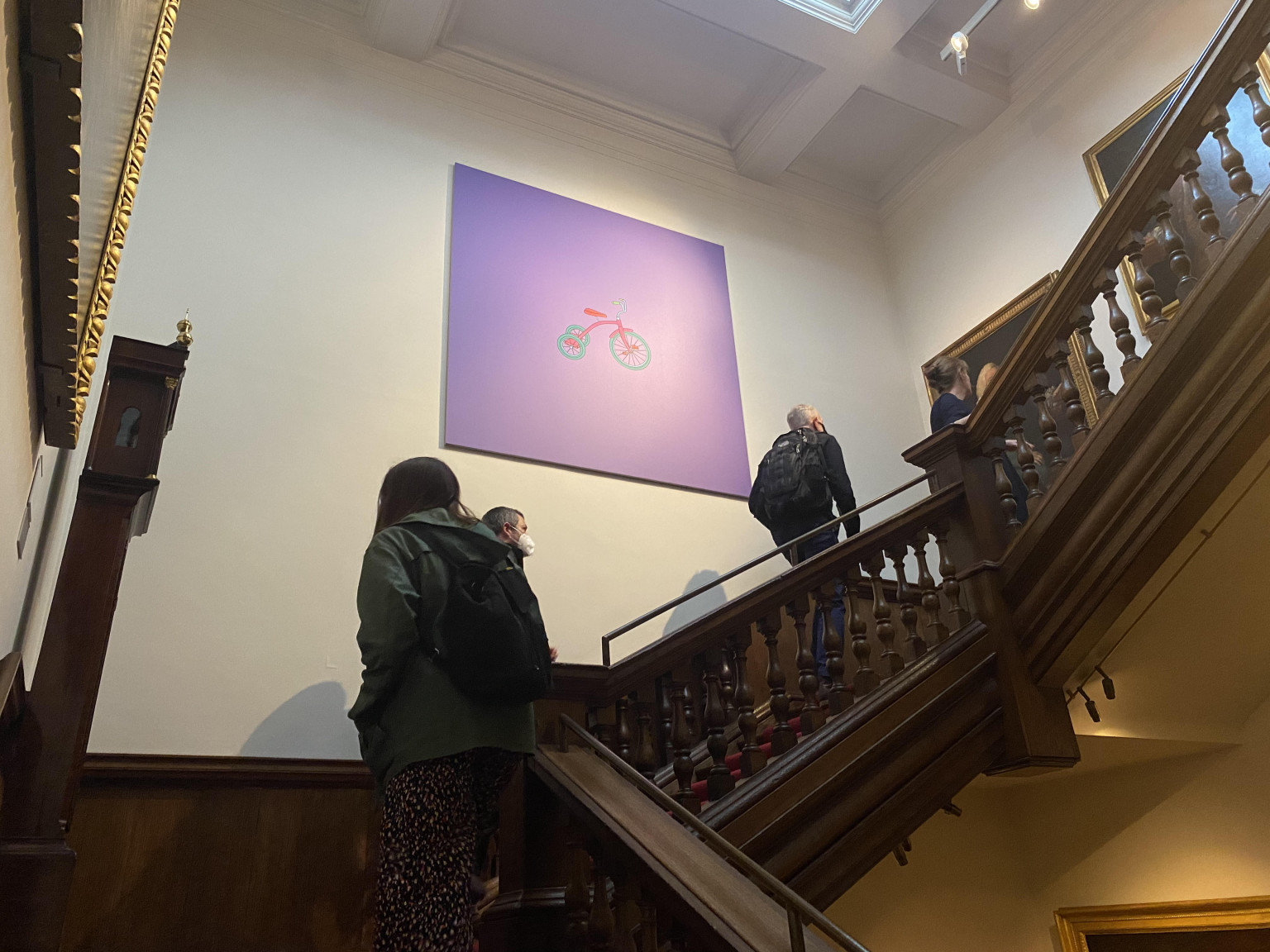 A piece by artist Michael-Craig Martin up the staircase