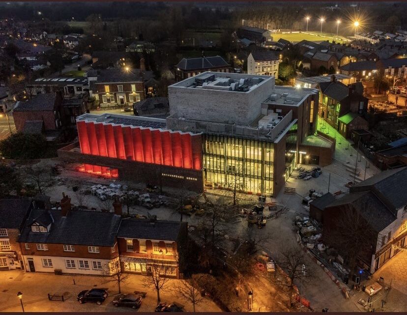 An aerial shot of the Shakespeare North Playhouse – photo by Steve Samosa
