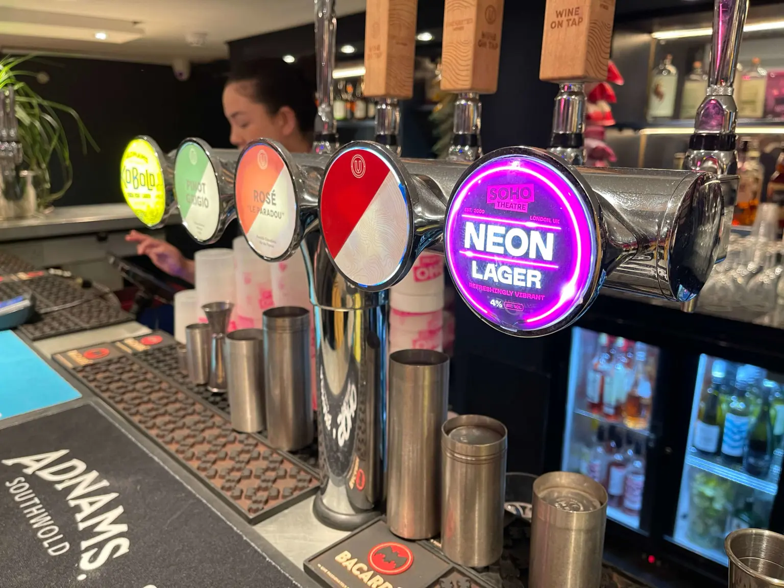 The team ready to sample the Soho Theatre house beer, Neon Lager