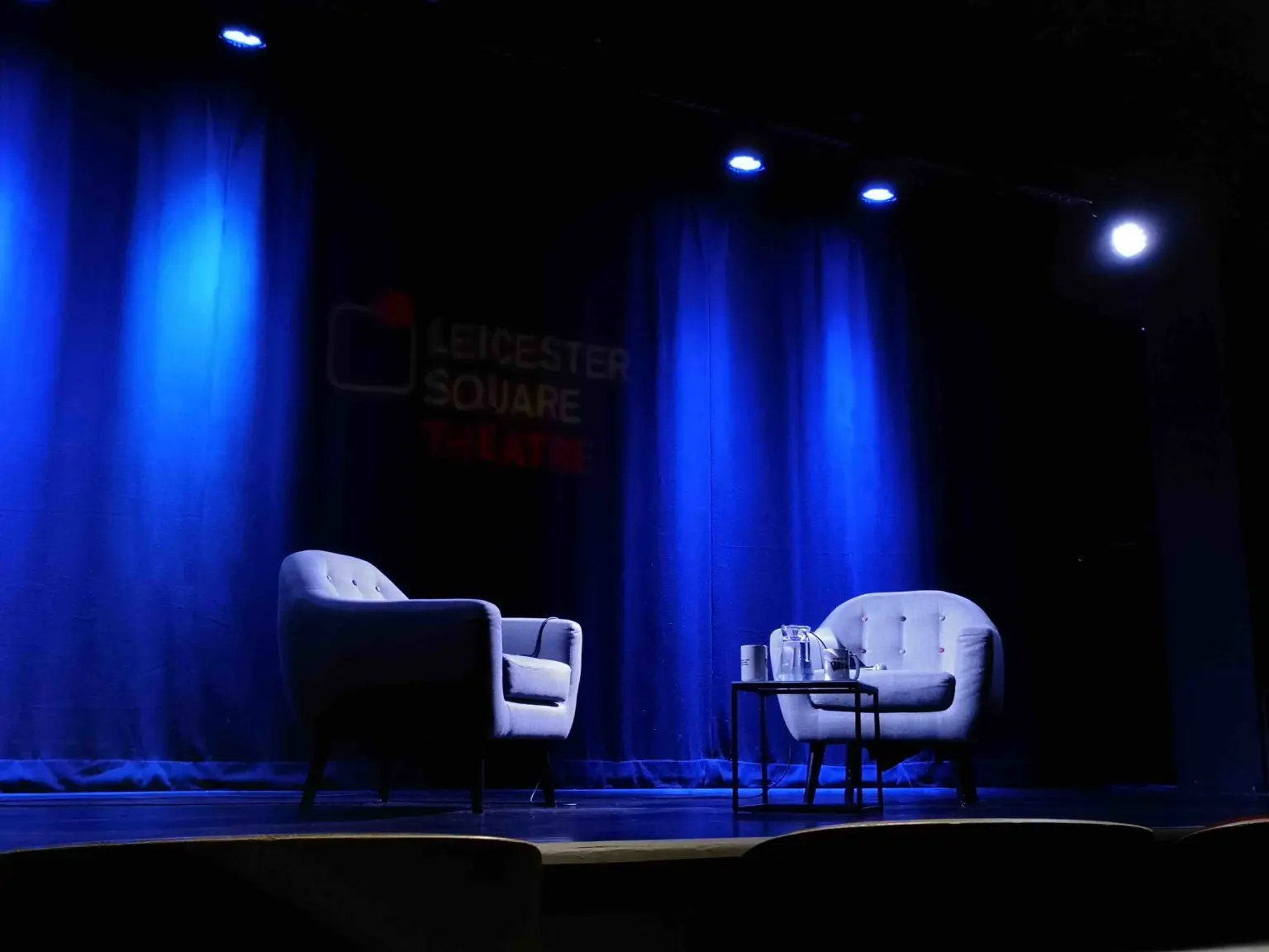 The empty stage at Leicester Square Theatre