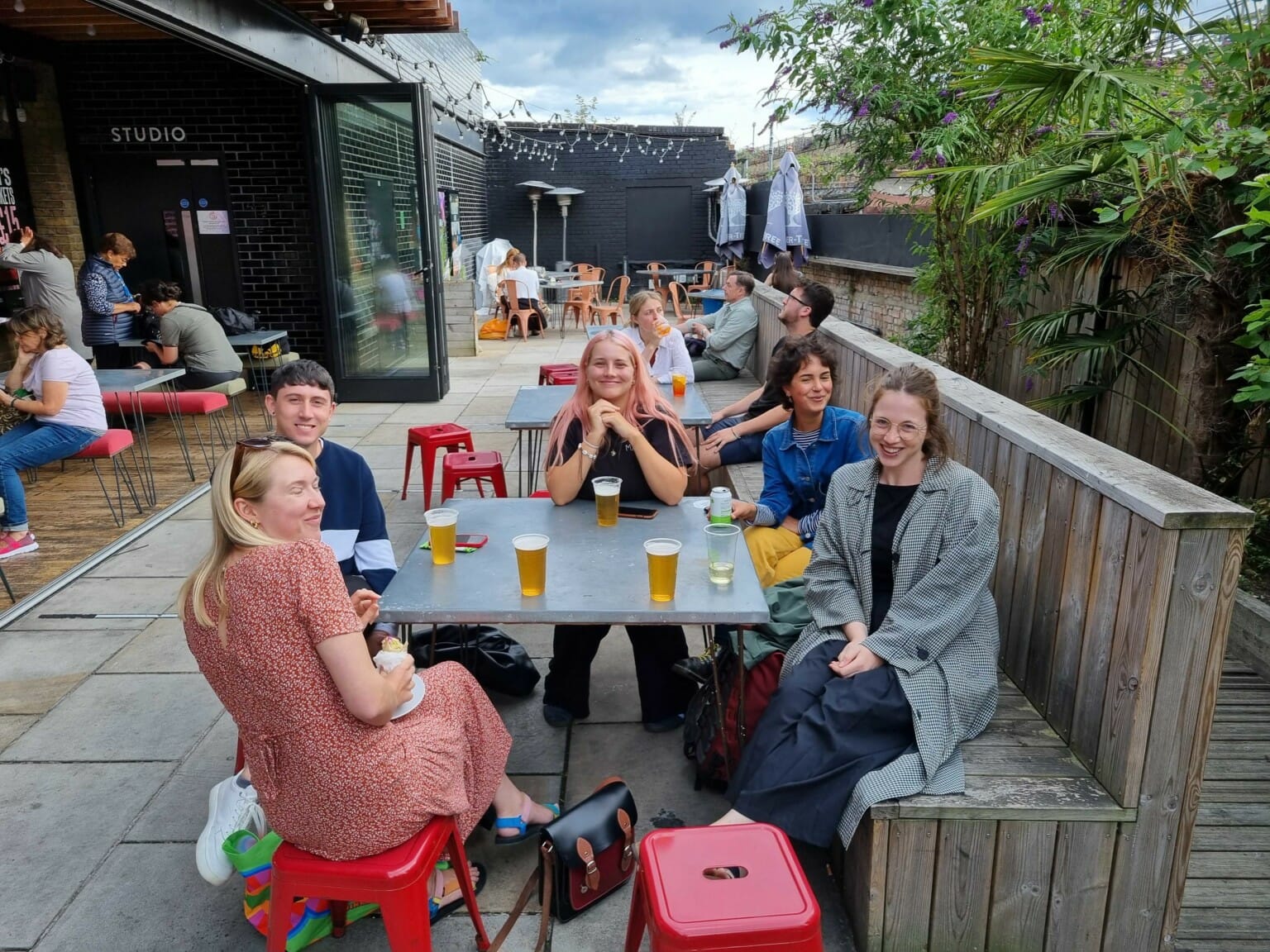 The Cog Team enjoying some drinks outside the Bush Theatre