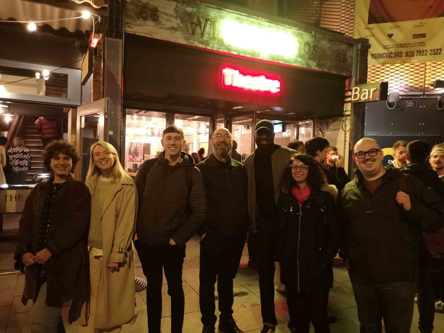 A Cog team photo outside The Young Vic