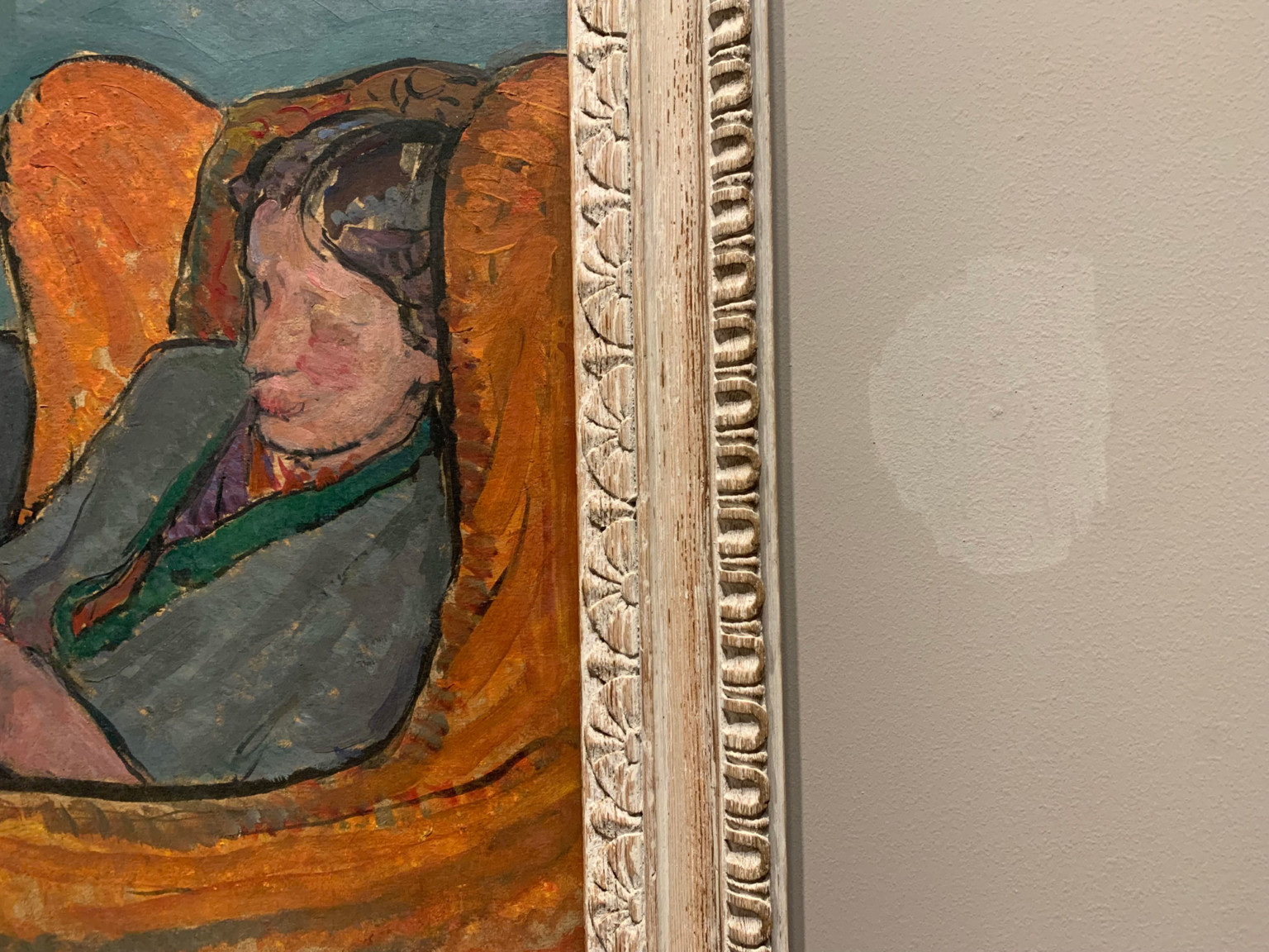 Vanessa Bell's Virginia Woolf, and patched up hole. 