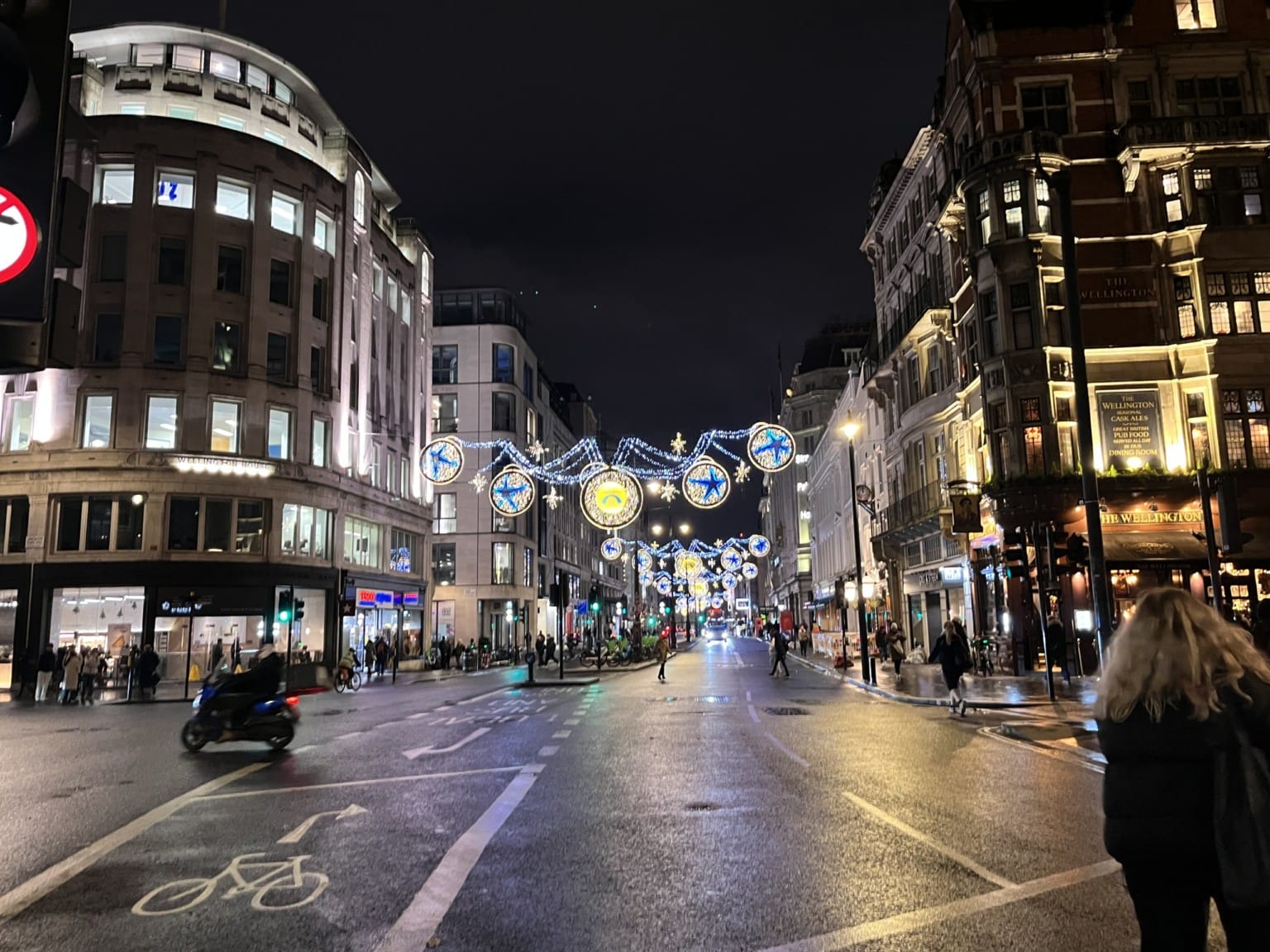 Christmas lights on the Strand. 