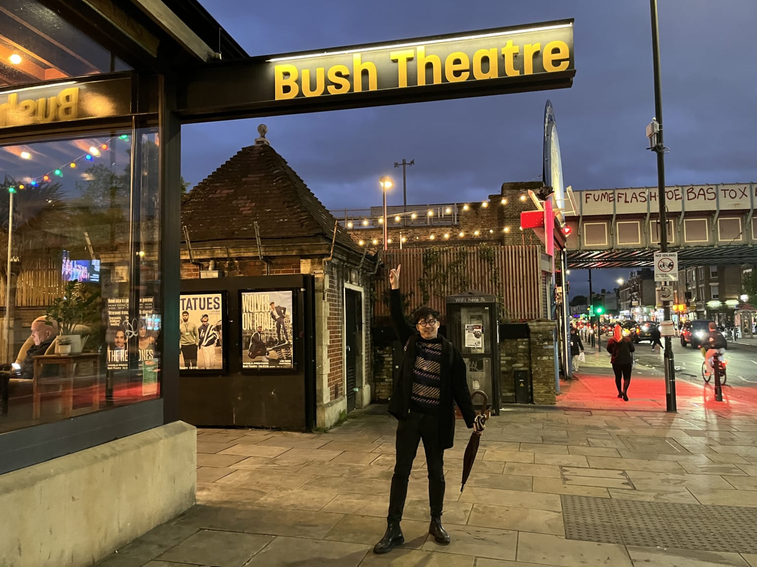 Justin outside Bush Theatre