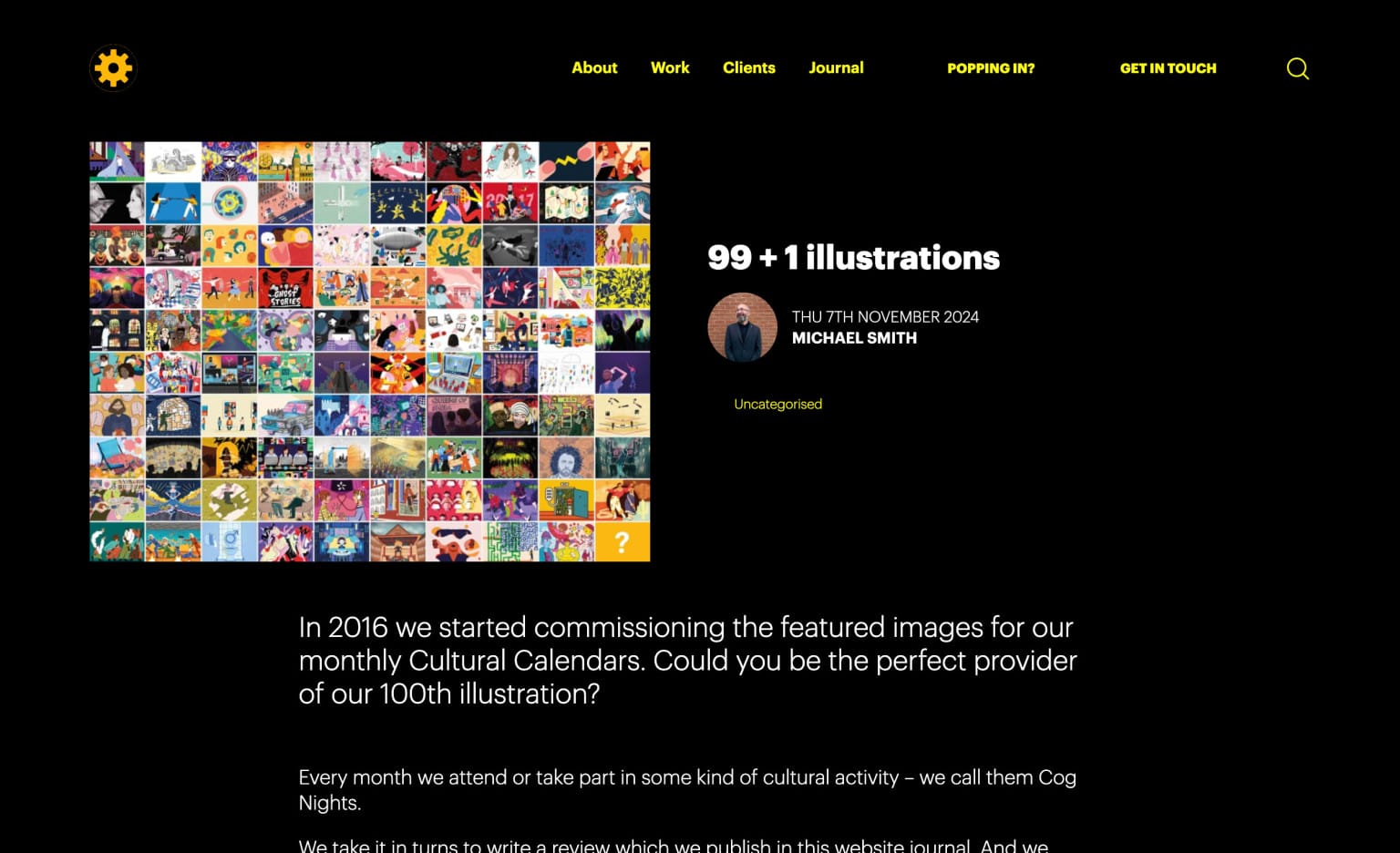 The Cog Design website with forced colours active - simulating a high contrast mode