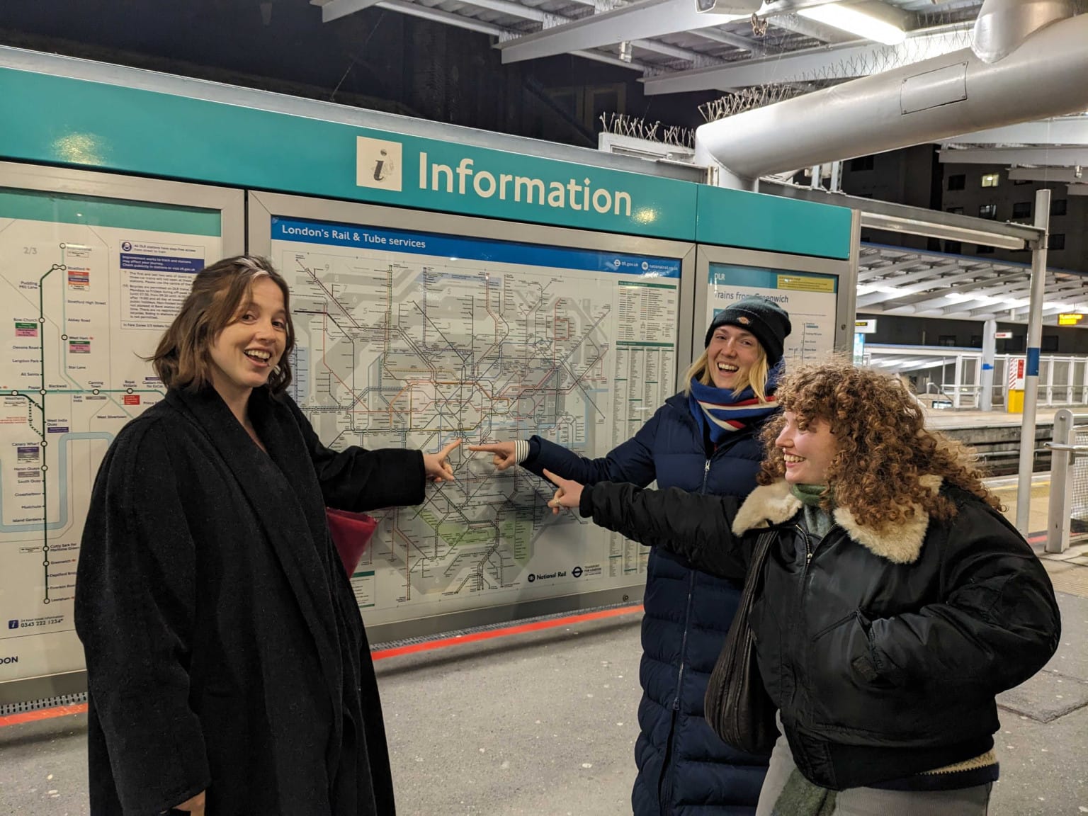 On point: Laura, Emma and Aoife were in charge of getting us to Waterloo for the Southbank Centre