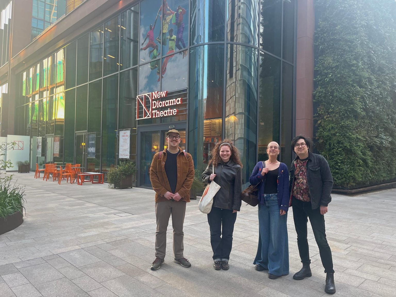 Some of the Cog Team outside New Diorama Theatre