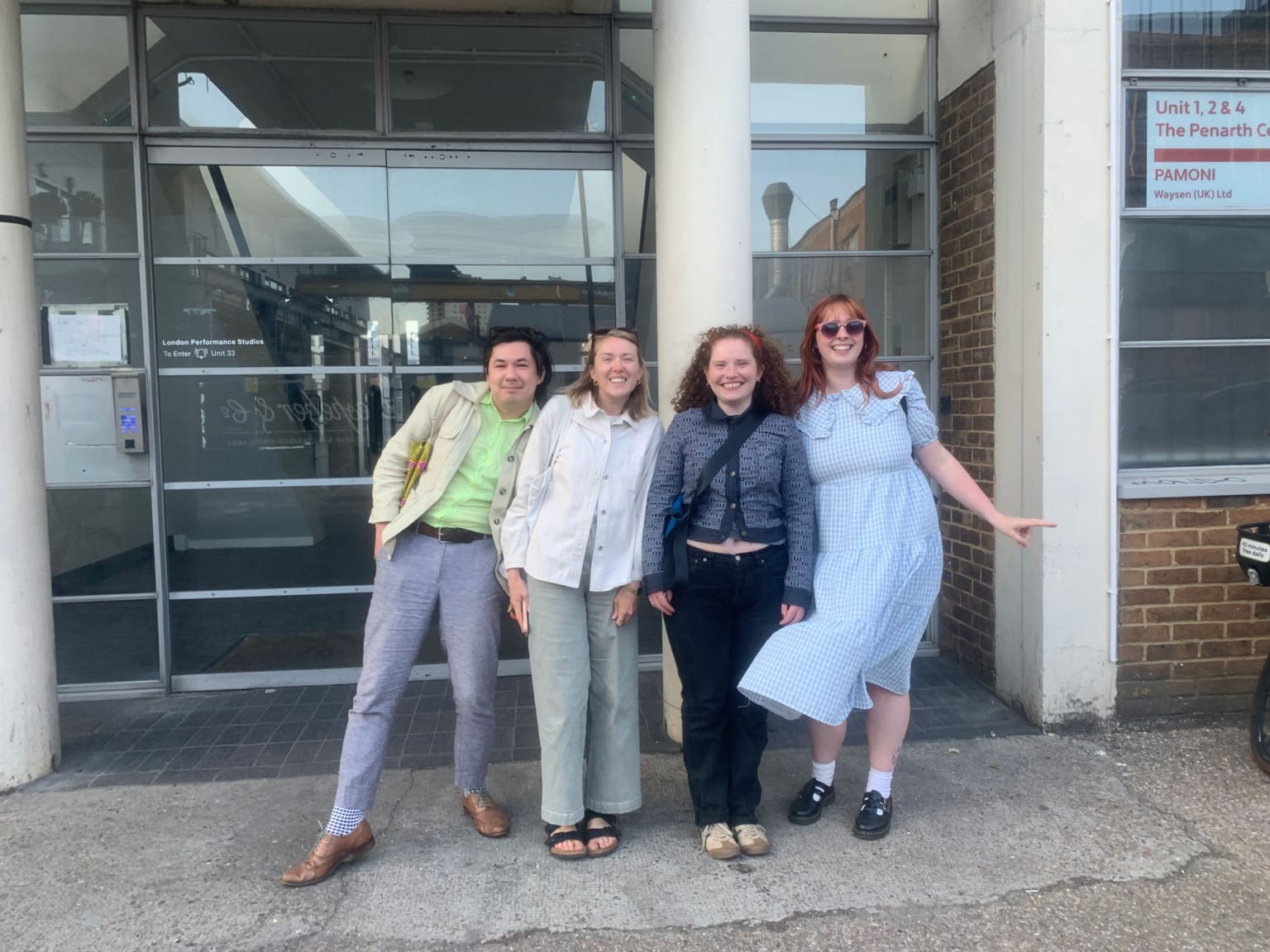 The team outside the theatre. 