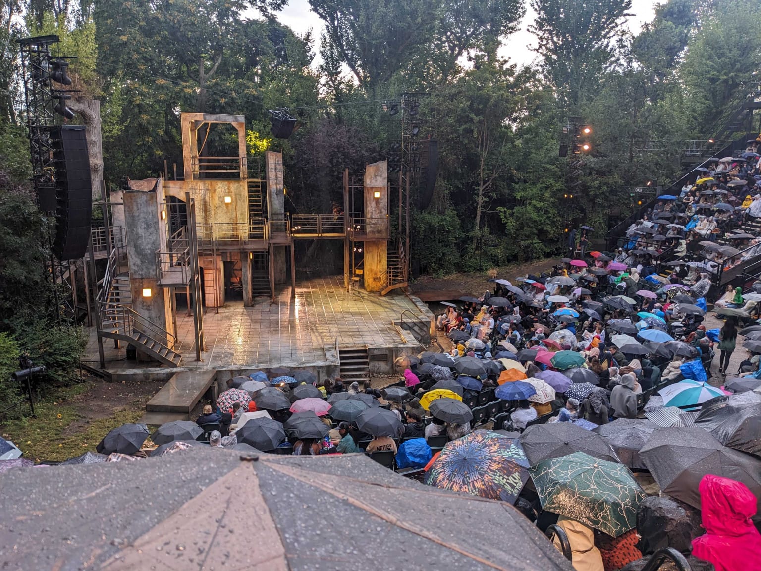 Death trap: the stage looked spectacular but the wet weather made it perilous
