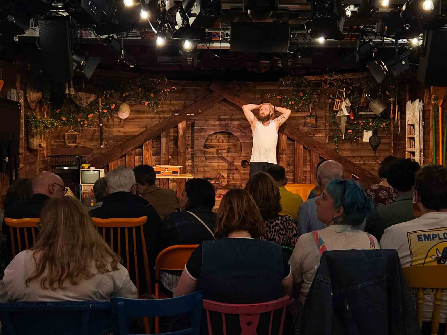 James Rowland on stage at Shedinburgh