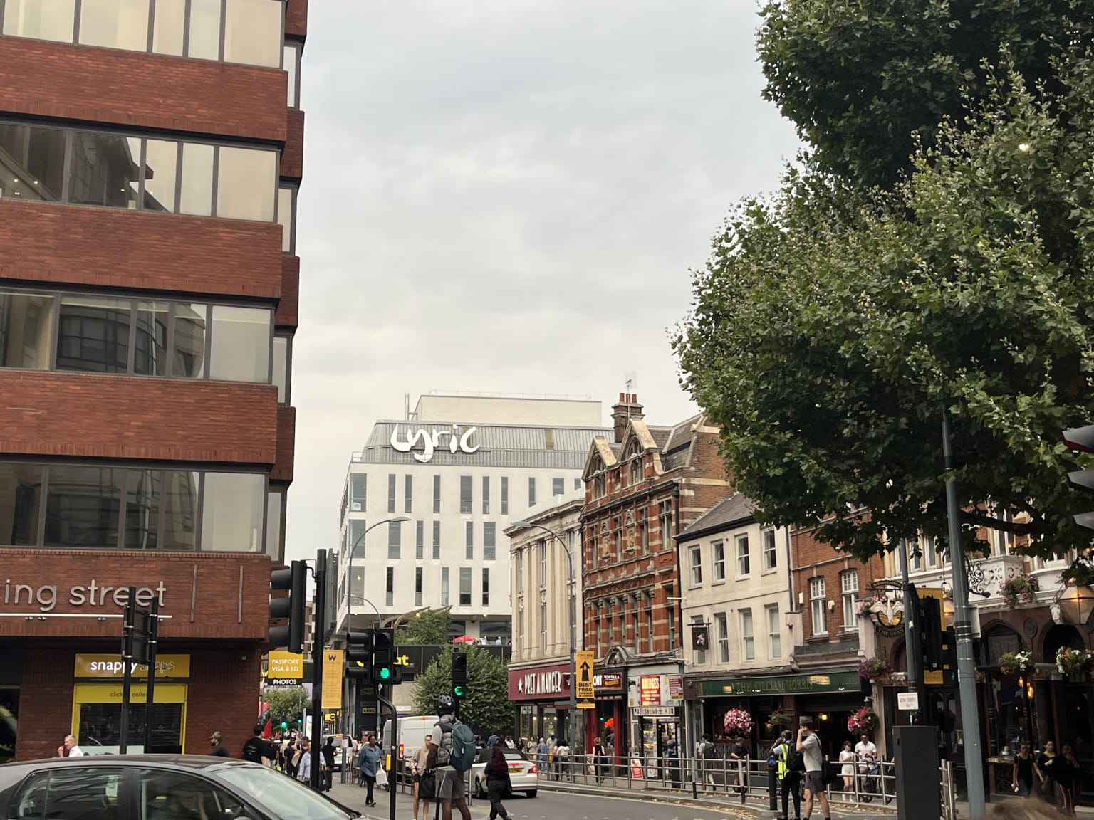 The Lyric building viewed from the Hammersmith Station exit