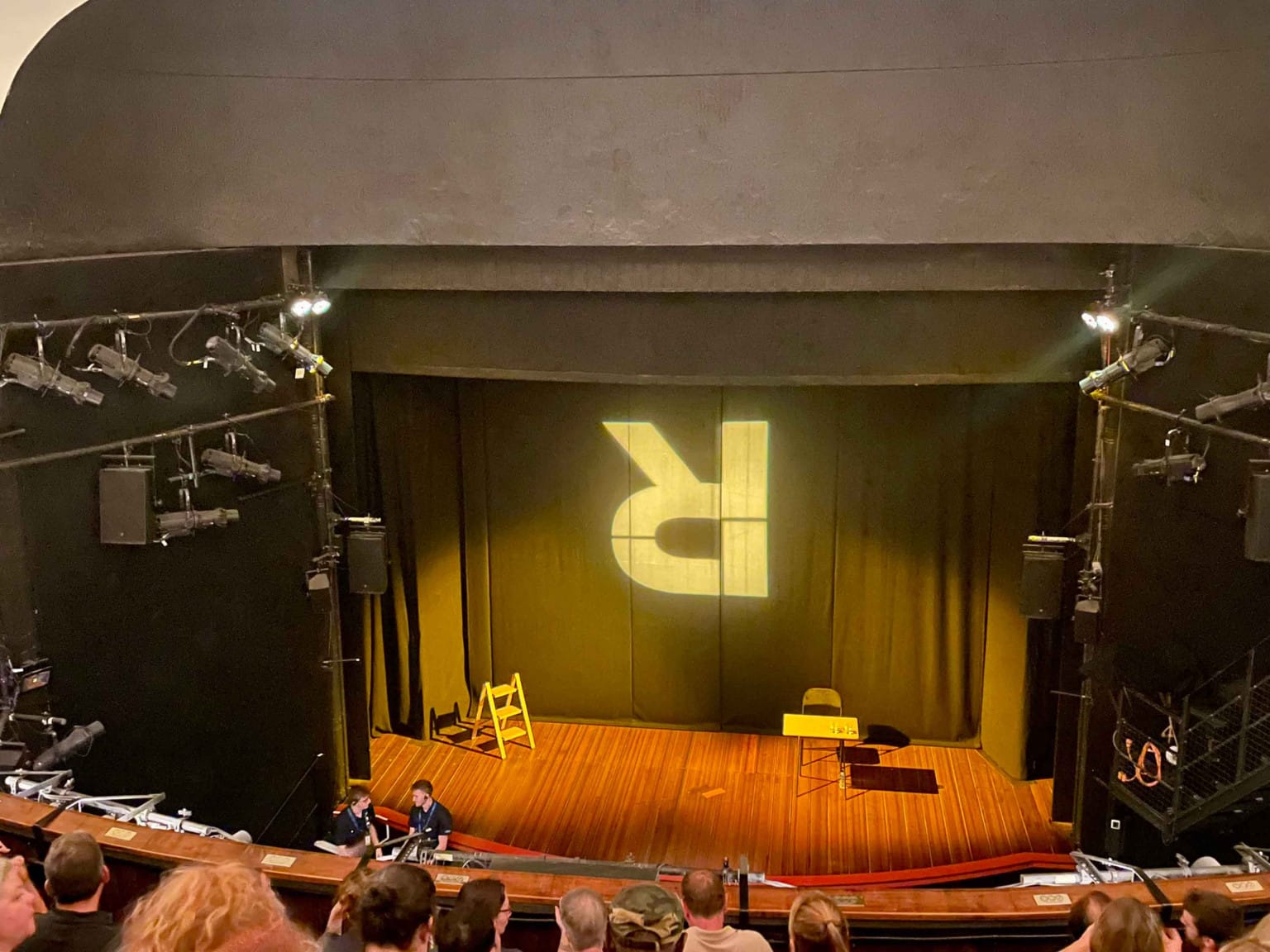 Waiting for the performance to begin. 